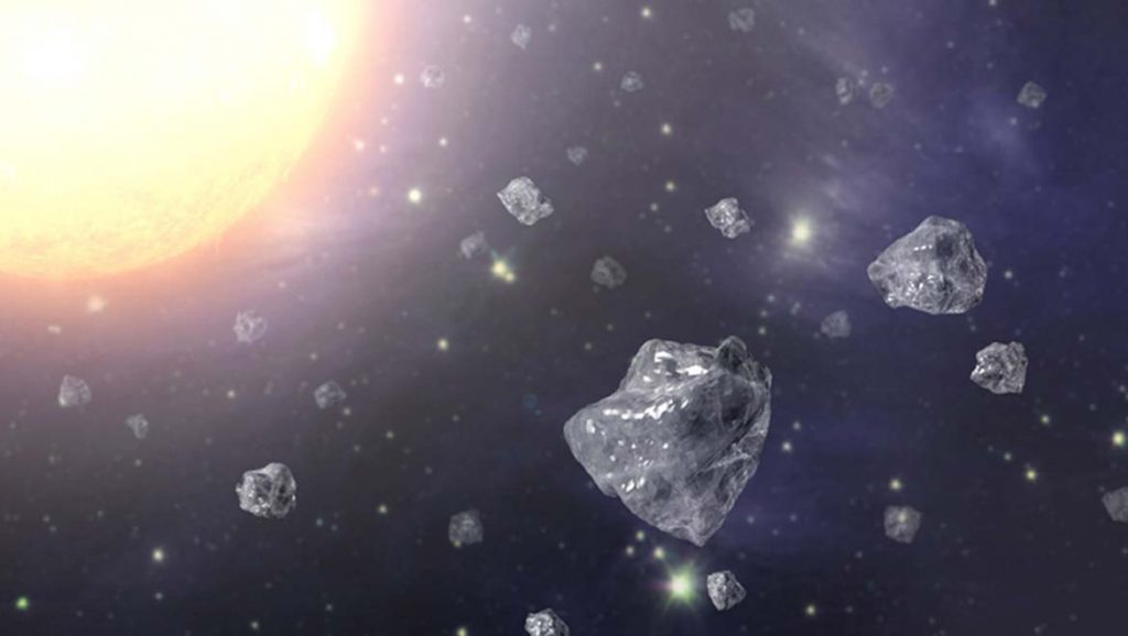Diamantes encontrados en meteoritos en la Tierra, podrían provenir de algún antiguo planeta desaparecido; posiblemente del tamaño de Mercurio o Marte.