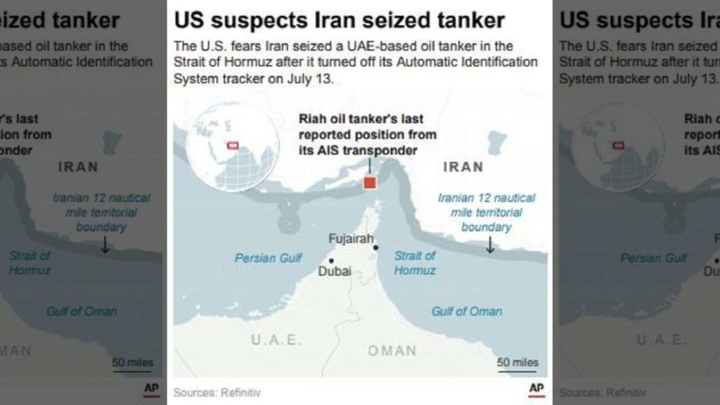 Militares norteamericanos sospechan que Irán secuestró un buque petrolero en el Estrecho de Hormuz. Foto: fuentes.
