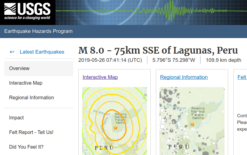 Fuerte sismo sacude al Perú esta madrugada.