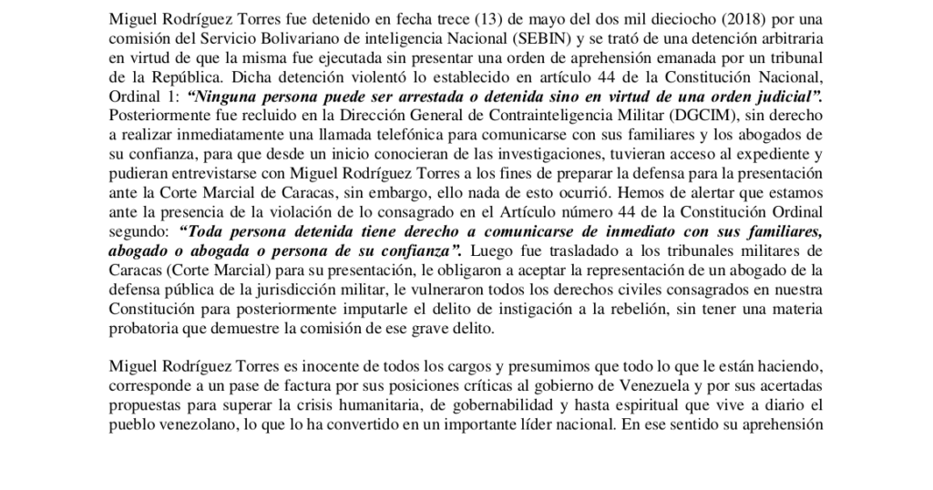 2/6: Texto de la Carta de la Fundacion "Época Humana" a la Alta Comisionada Michelle Bachelet. Fuente: Fundación "Época Humana".