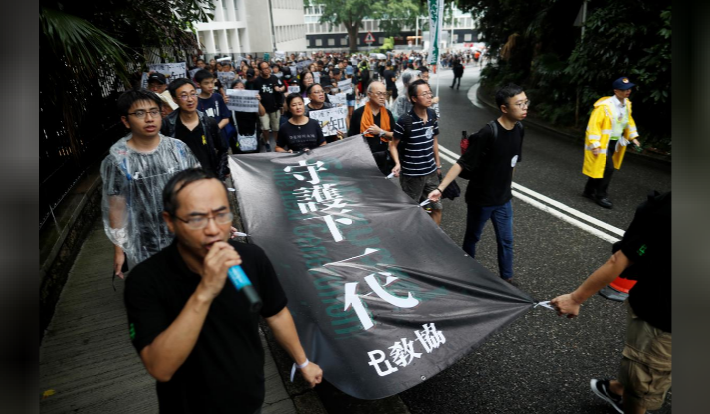 Manifestaciones pacíficas convocadas por maestros este sábado en Hong Kong. Foto: fuentes.