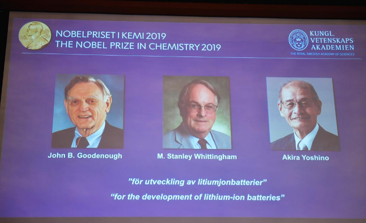 John B. Goodenough, M. Stanley Whittingham y Akira Yoshino comparten el premio Nobel de Química 2019. Foto: fuentes.