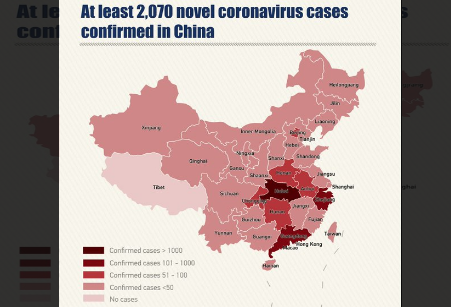 Reporte oficial epidemia SARS CoV2020. Fuente: CGTN. 