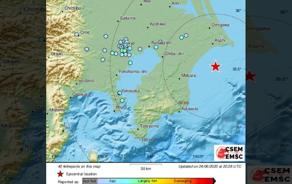 Poderoso terremoto de magnitud 5.9 golpeo la costa este de Japón