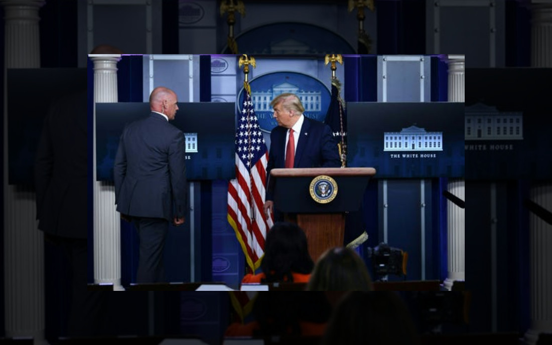 ¡Plomo en la Casa Blanca! Trump tuvo que ser sacado de una rueda de prensa