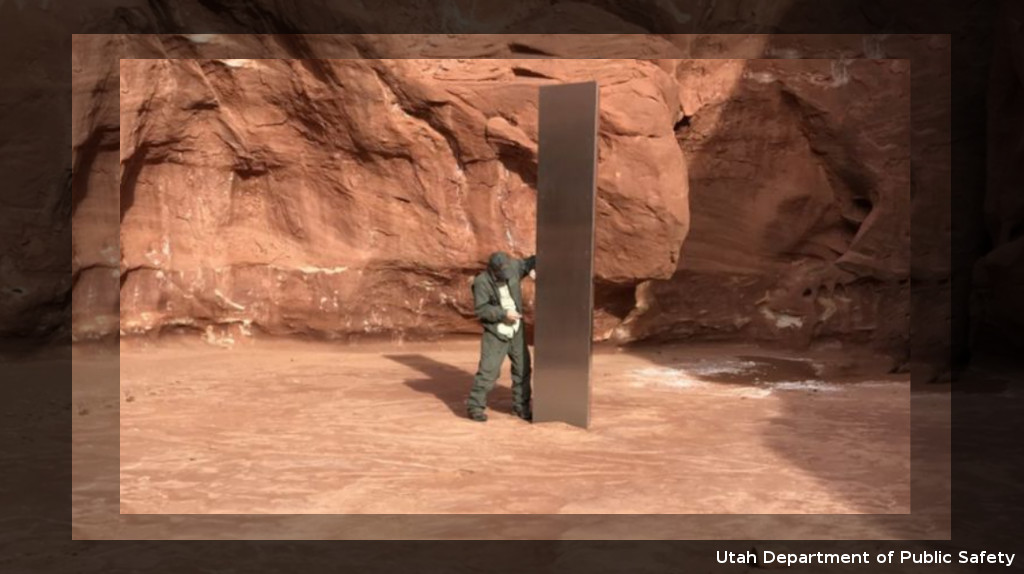 ¡Increible! Encuentran un monolito metálico en el desierto de Utah. Foto: Cortesía/ BBC/Utah Gov. 