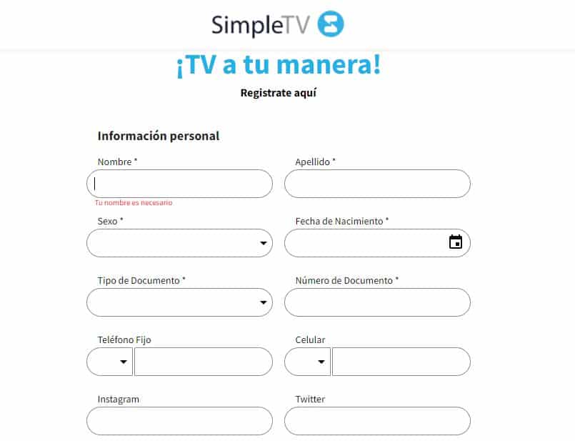 Cómo registrarse en Simple TV