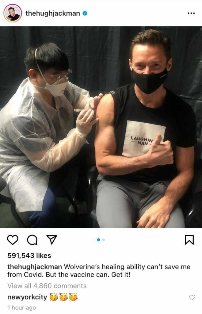 Hugh Jackman se vacunó