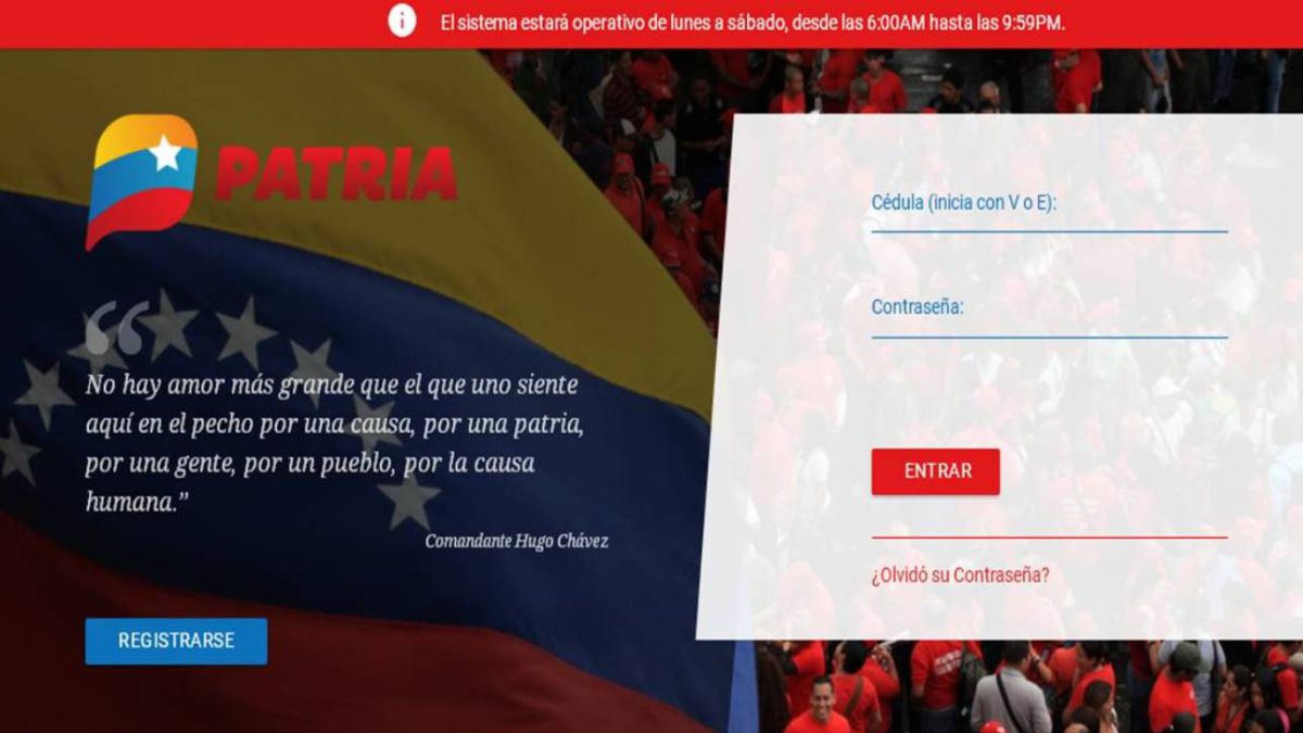 Sistema Patria con restricciones - ACN