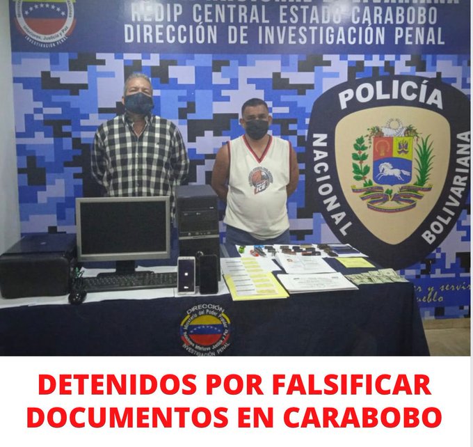 capturados por falsificar certificado de vacunación Covid-19-acn