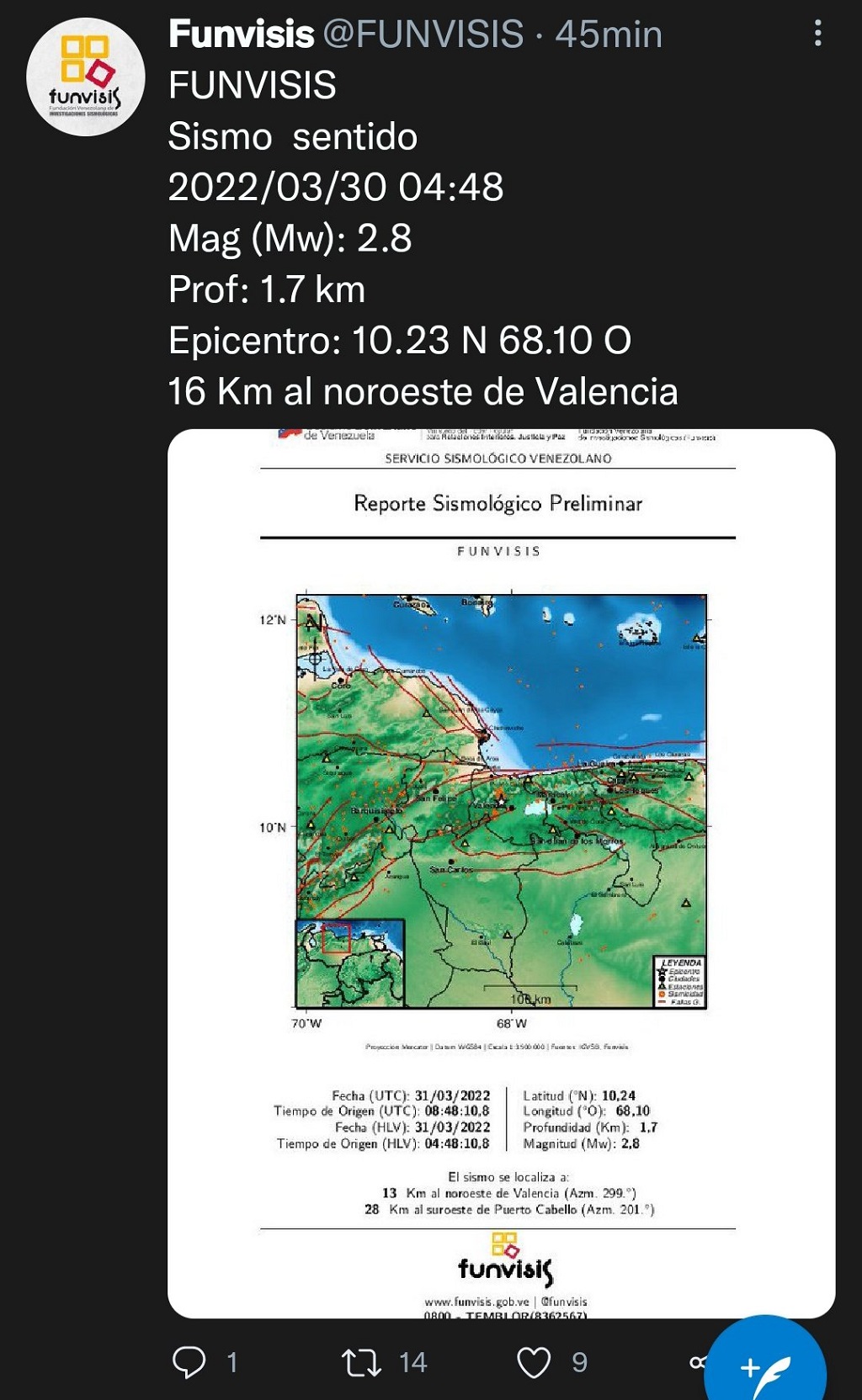 Dos temblores en Valencia - noticiacn
