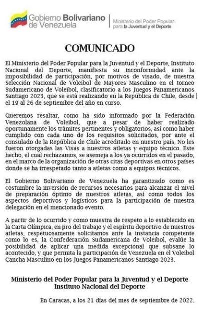 Venezuela rechazó que Chile negara visas - noticiacn